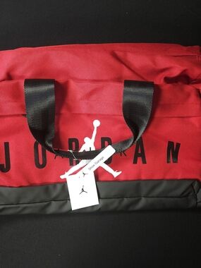 Jordan Men's Red and Black Duffle Bag - Sport Travel Gym Bag